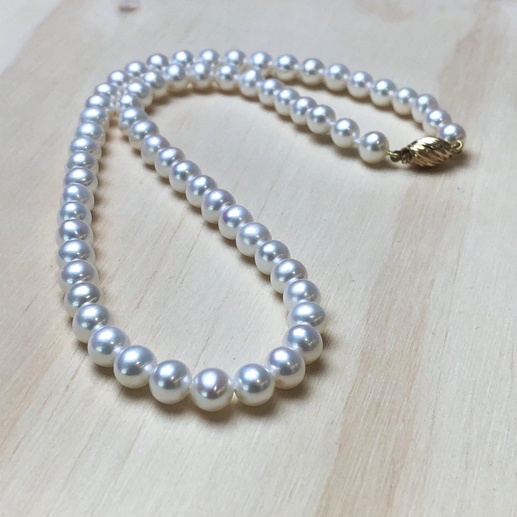 White 6mm Pearl Strand 42cm with 9ct Clasp - La Trobe Jewellery
