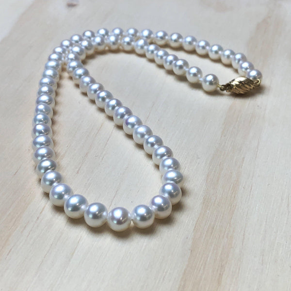 White 6mm Pearl Strand 42cm with 9ct Clasp - La Trobe Jewellery