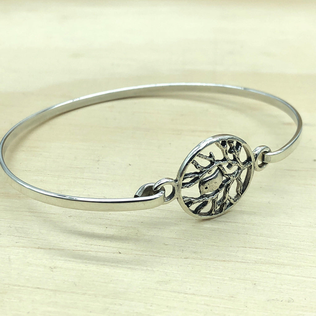 Sterling Silver Decorative Bird Bangle - La Trobe Jewellery