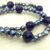 Sterling Silver Bracelet pearl black & amethyst x2 strand - La Trobe Jewellery