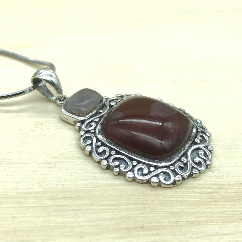 Sterling Silver, Carnelian & Agate Pendant - La Trobe Jewellery