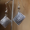 Sterling Silver Earrings hilltribe diamond shape beaten - La Trobe Jewellery