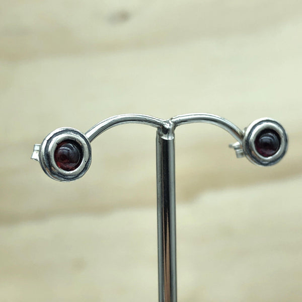 Sterling Silver Garnet Israeli stud - La Trobe Jewellery