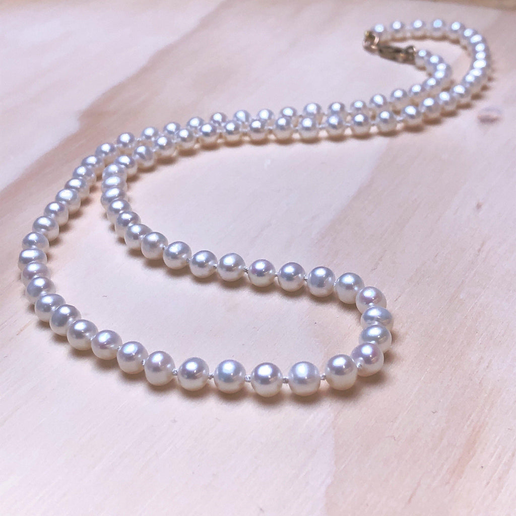 Pearl (White) 9ct Silk Knotted Necklace - La Trobe Jewellery