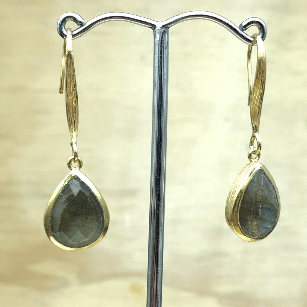 Sterling Silver Gold Labradorite Teardrop Earring - La Trobe Jewellery