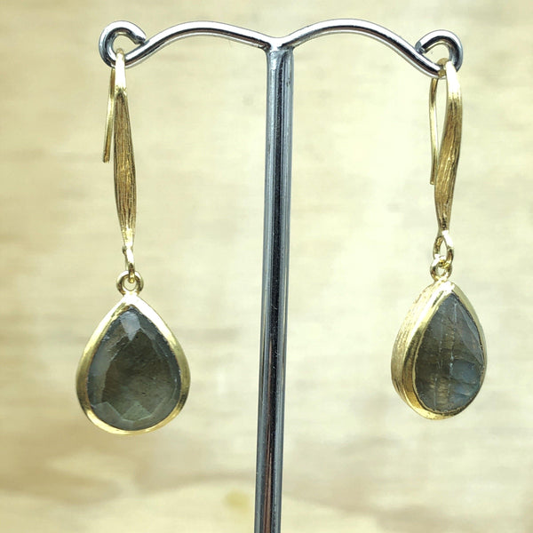 Sterling Silver Gold Labradorite Teardrop Earring - La Trobe Jewellery