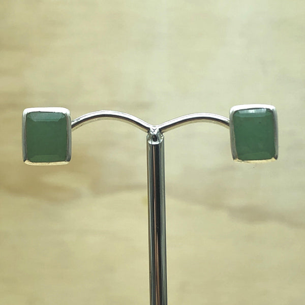 Sterling Silver Green Chalcedony Square Stud - La Trobe Jewellery