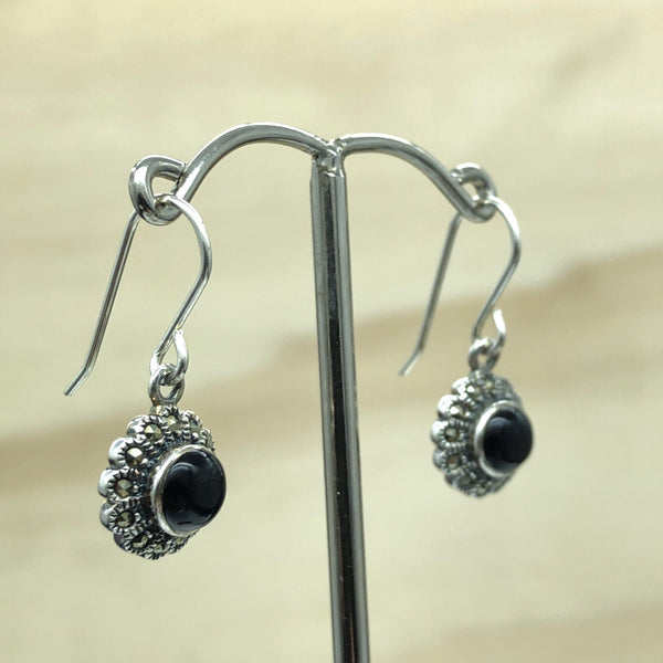 Sterling Silver Black Onyx & Marcasite Earring - La Trobe Jewellery