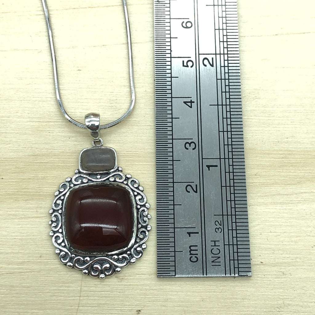 Sterling Silver, Carnelian & Agate Pendant - La Trobe Jewellery