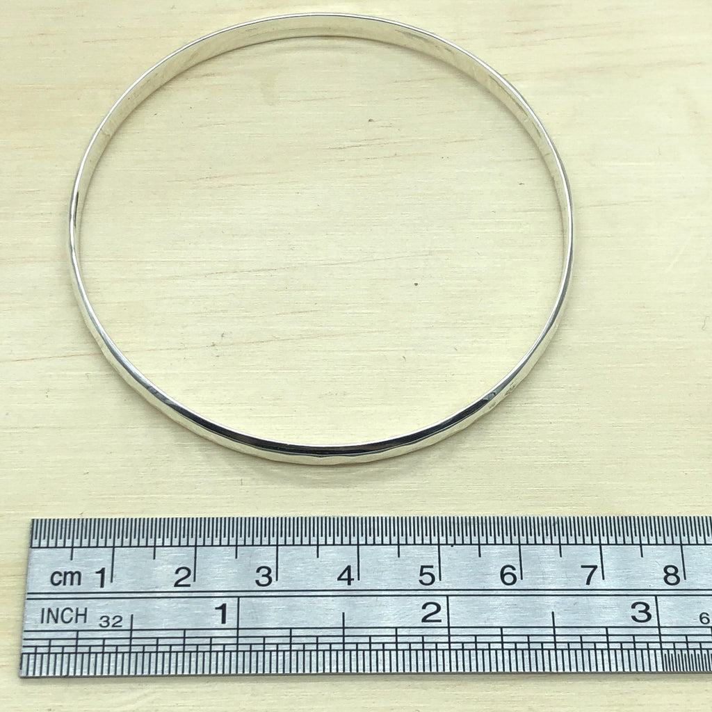 Sterling Silver bang flat beaten 5mm, 70mm diam - La Trobe Jewellery