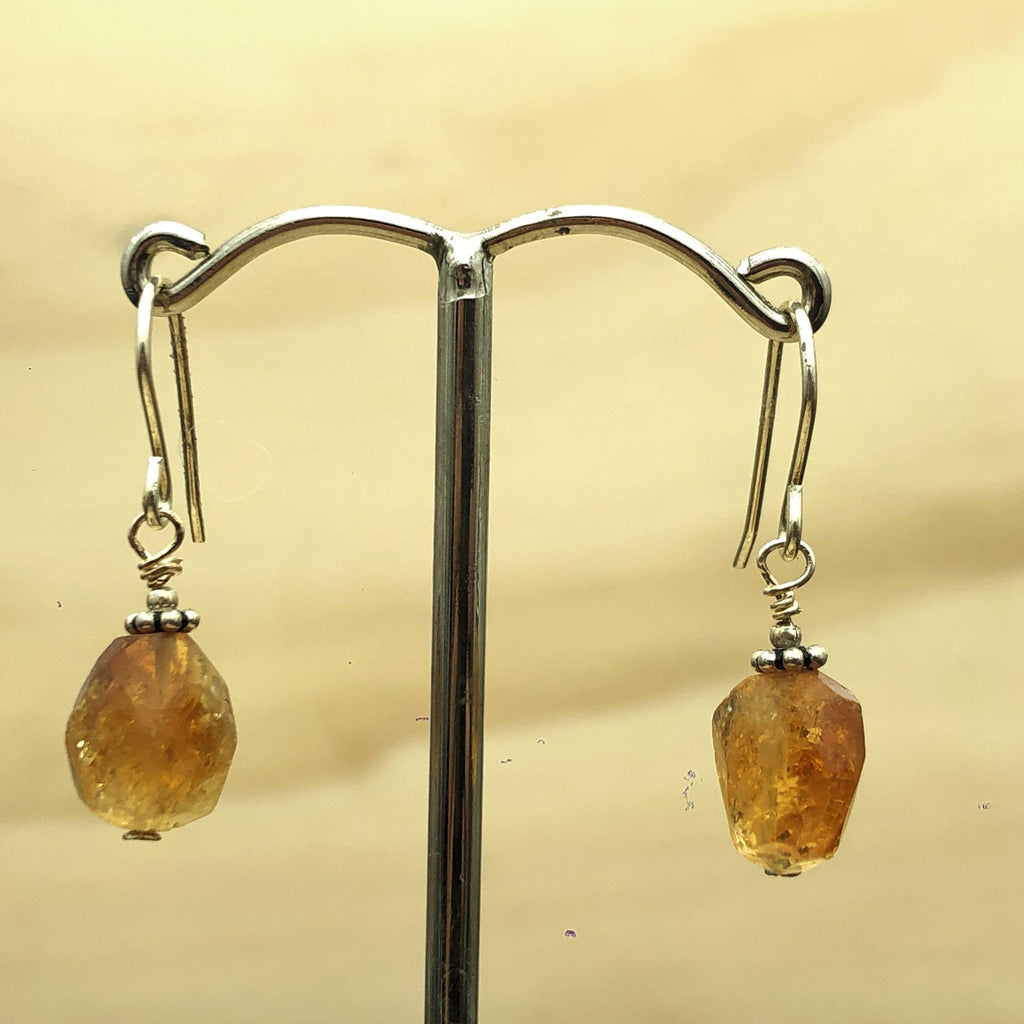 Sterling Silver Earrings  citrine rock crystal antique silv - La Trobe Jewellery