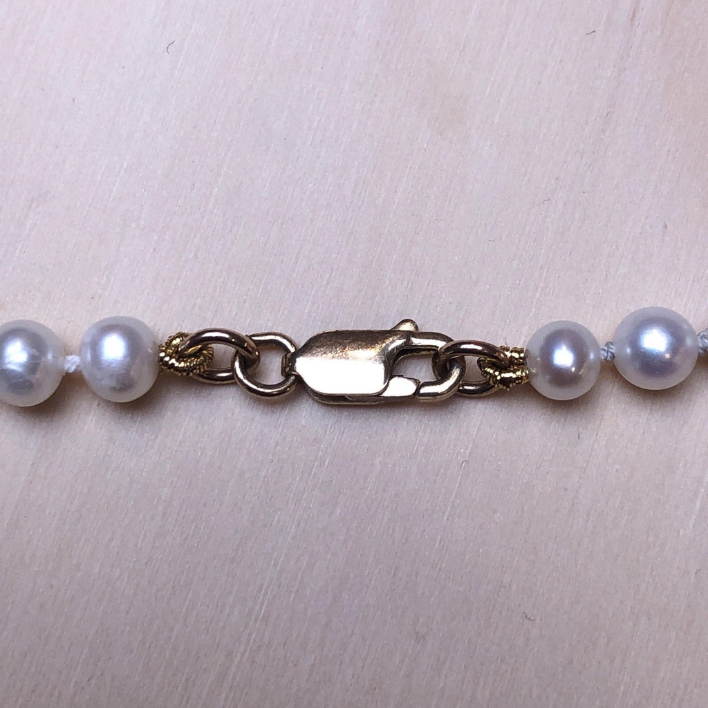 Pearl (White) 9ct Silk Knotted Necklace - La Trobe Jewellery