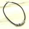 Sterling Silver, Gold & Leather Israeli Necklace - La Trobe Jewellery