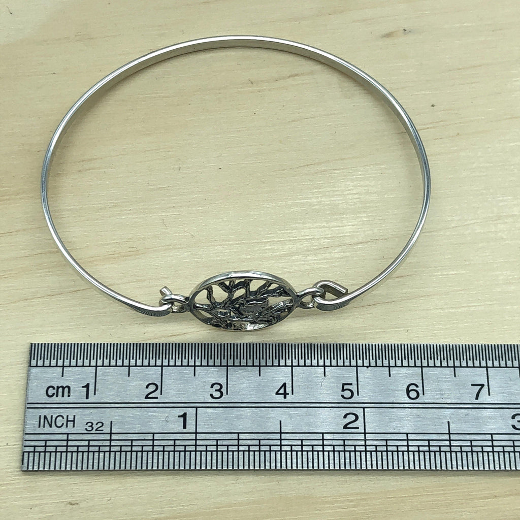 Sterling Silver Decorative Bird Bangle - La Trobe Jewellery