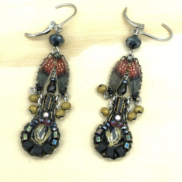 Ayala Bar Black/Red/Gold Israeli Earring - La Trobe Jewellery
