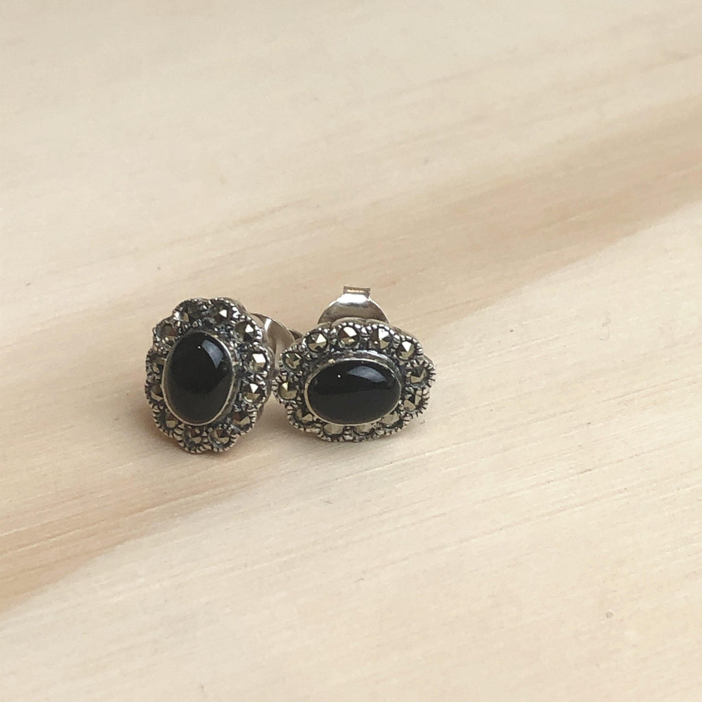 Sterling Silver stud gem & marc oval floral - La Trobe Jewellery