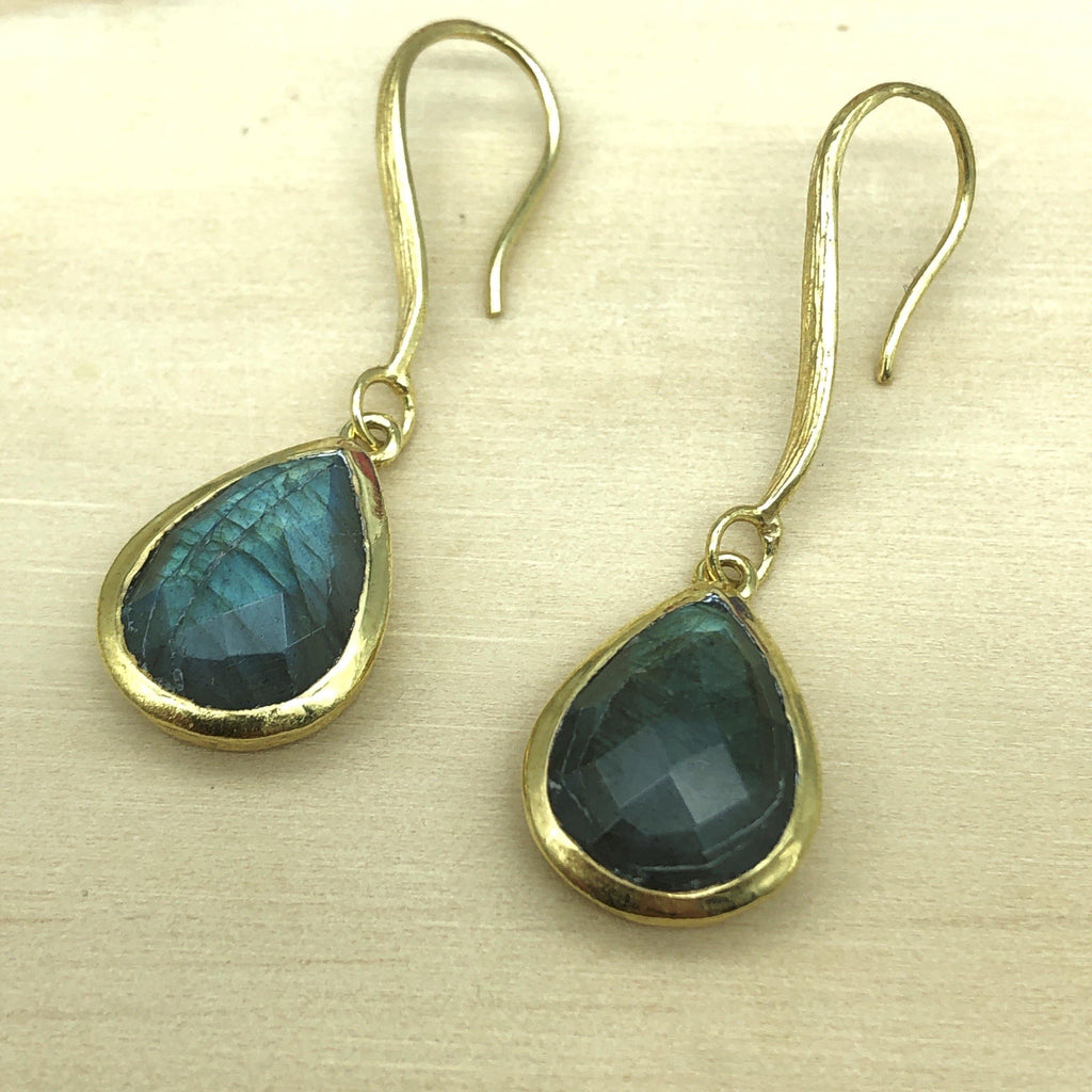 Sterling Silver Gold Labradorite Teardrop Earring - La Trobe Jewellery