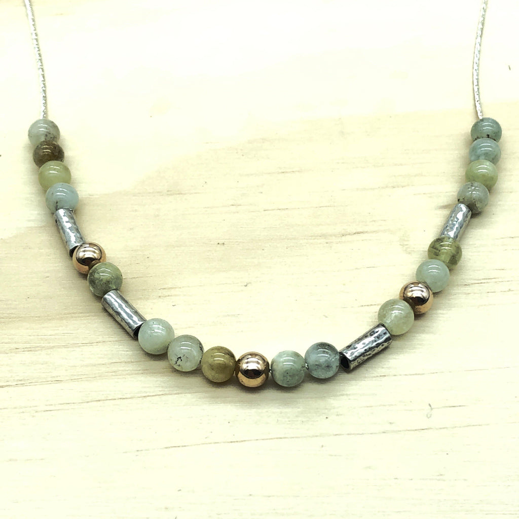 Sterling Silver, Gold & Agate Israeli Necklace - La Trobe Jewellery