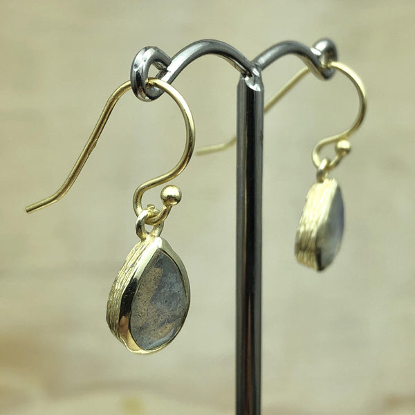 Sterling Silver Gold Labradorite Teardrop Earring - La Trobe Jewellery