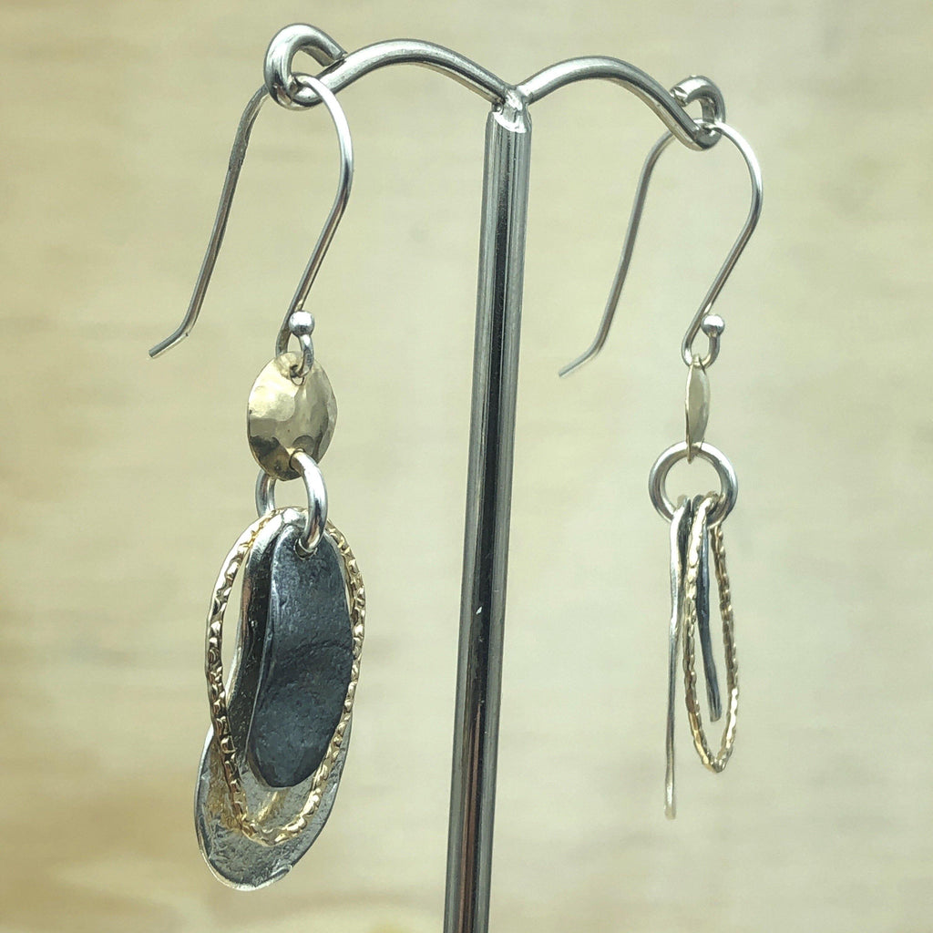 Sterling Silver Gold & Anodised Silver Israeli Earrings - La Trobe Jewellery