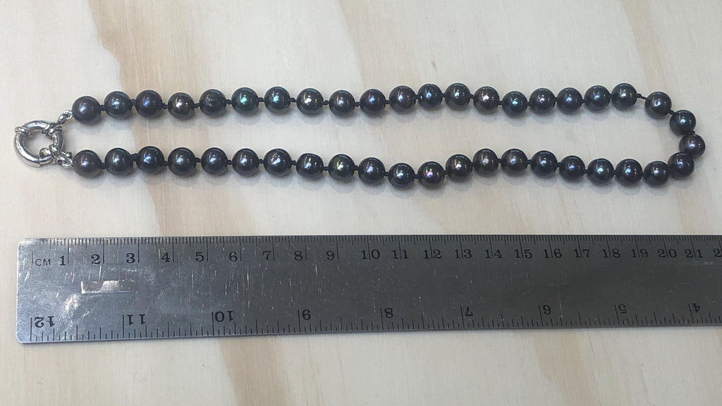 Pearl (Black) Silk Knotted Necklace - La Trobe Jewellery