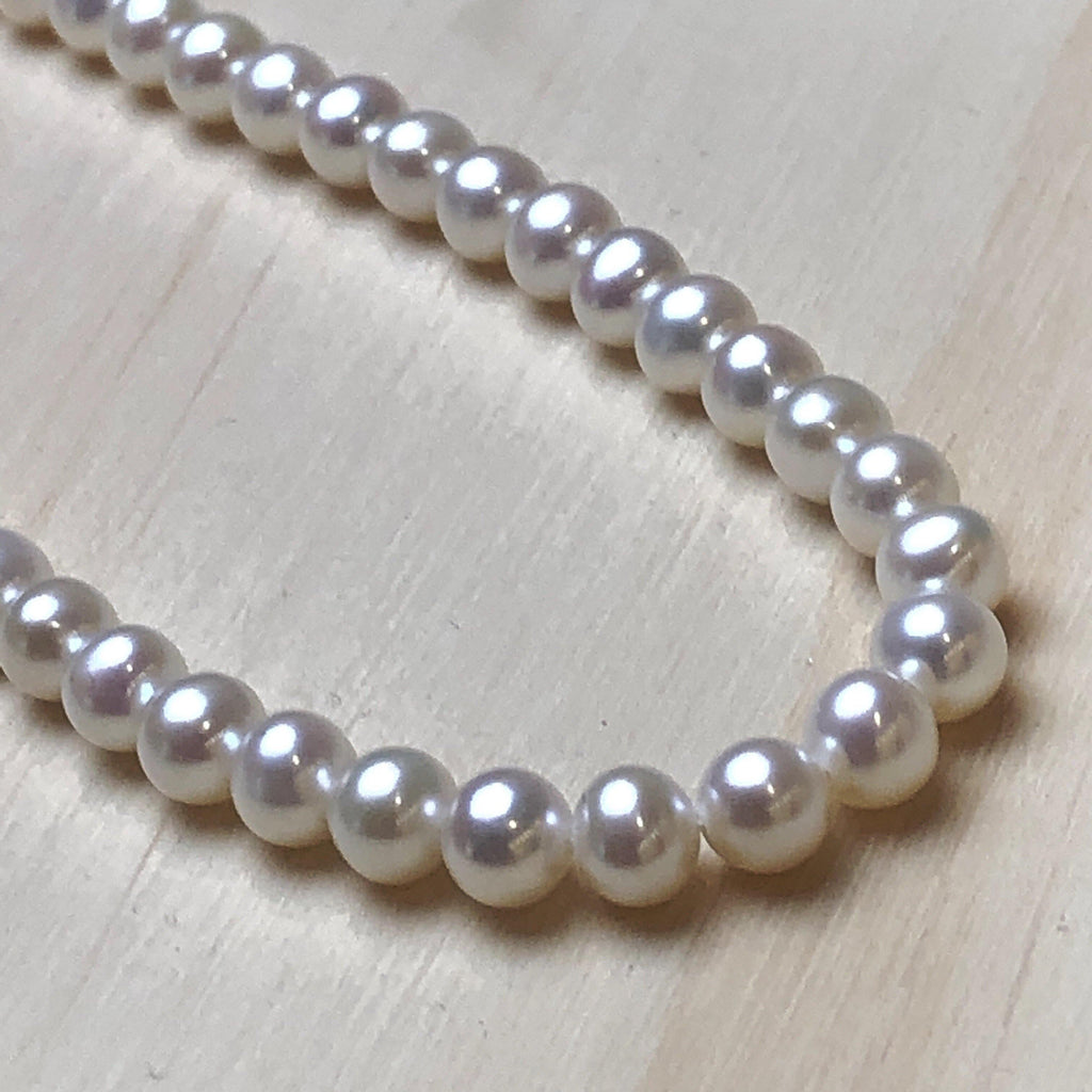Gold Plated Necklace pearl white small 21" - La Trobe Jewellery