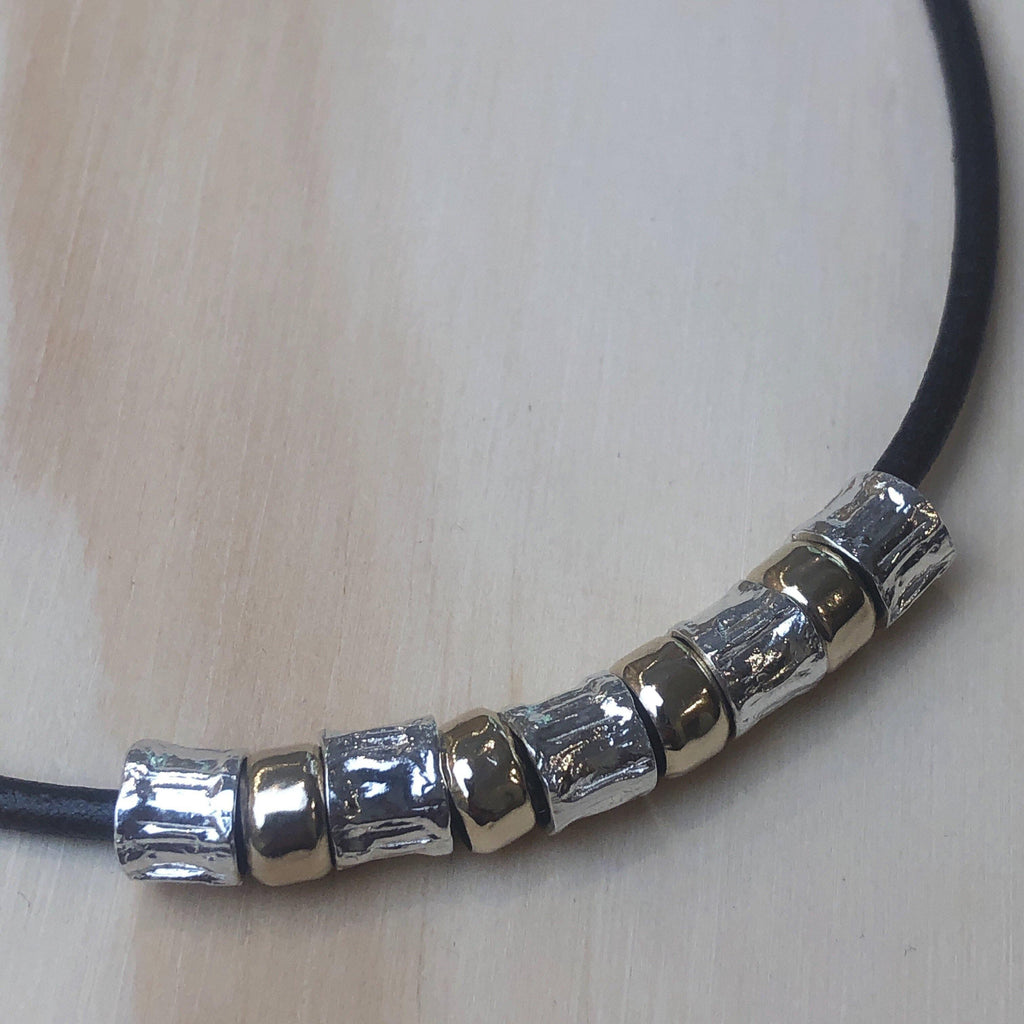 Sterling Silver Necklace cgold silver beads leather is - La Trobe Jewellery