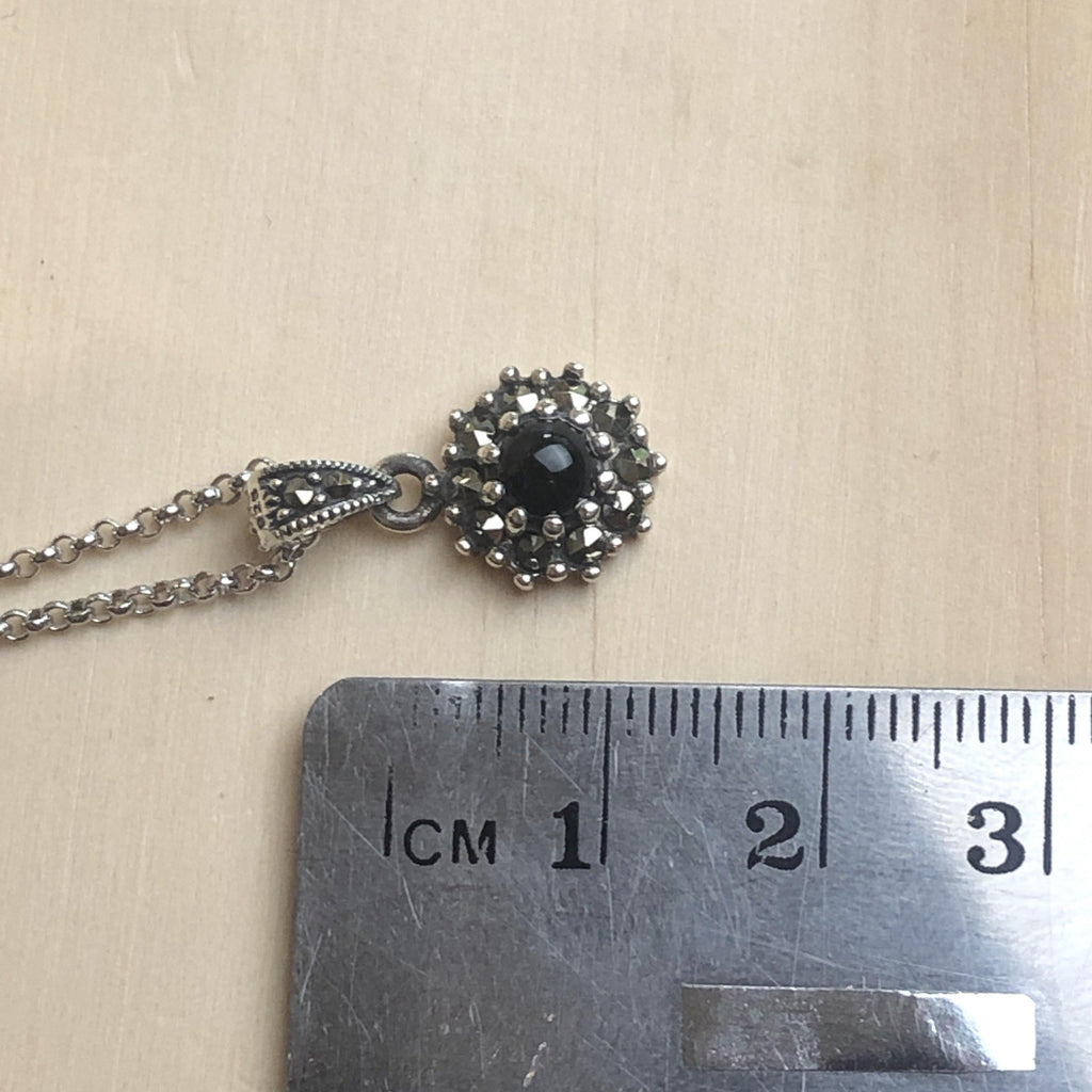 Gemstone Marcasite & Onyx Pendant - La Trobe Jewellery