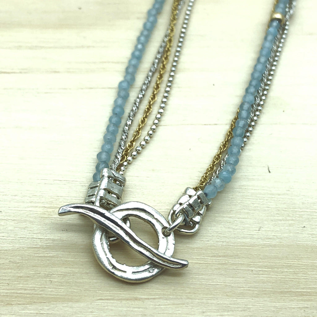 Sterling Silver, Gold & Chalcedony Israeli Necklace - La Trobe Jewellery