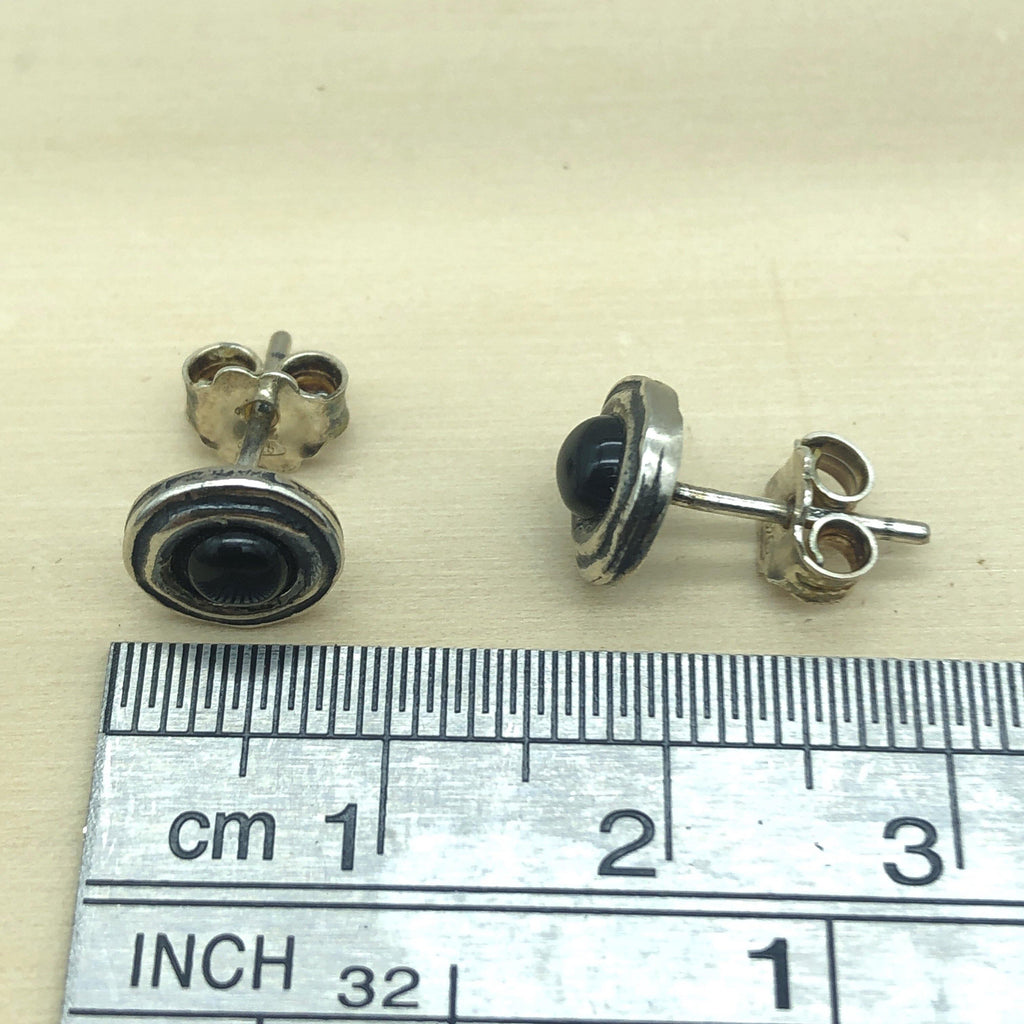 Sterling Silver Black Onyx Israeli Stud - La Trobe Jewellery