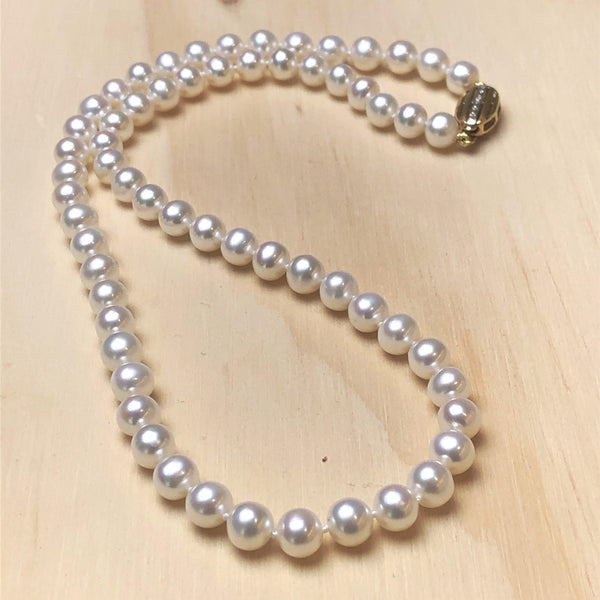 Pearl (White) 9ct diamond Silk Knotted Necklace - La Trobe Jewellery