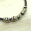Sterling Silver, Gold & Leather Israeli Necklace - La Trobe Jewellery