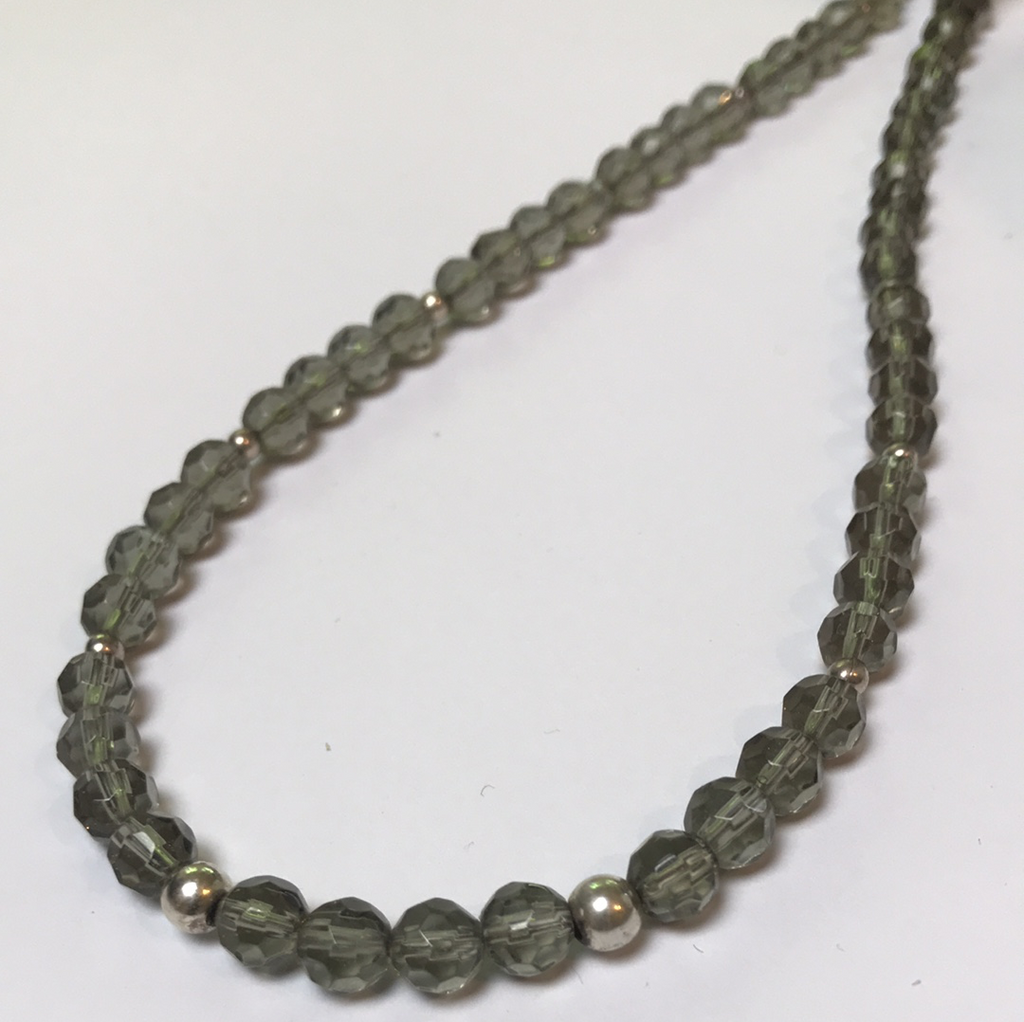 Sterling Silver Necklace quartz smokey & Sterling Silver plain balls - La Trobe Jewellery