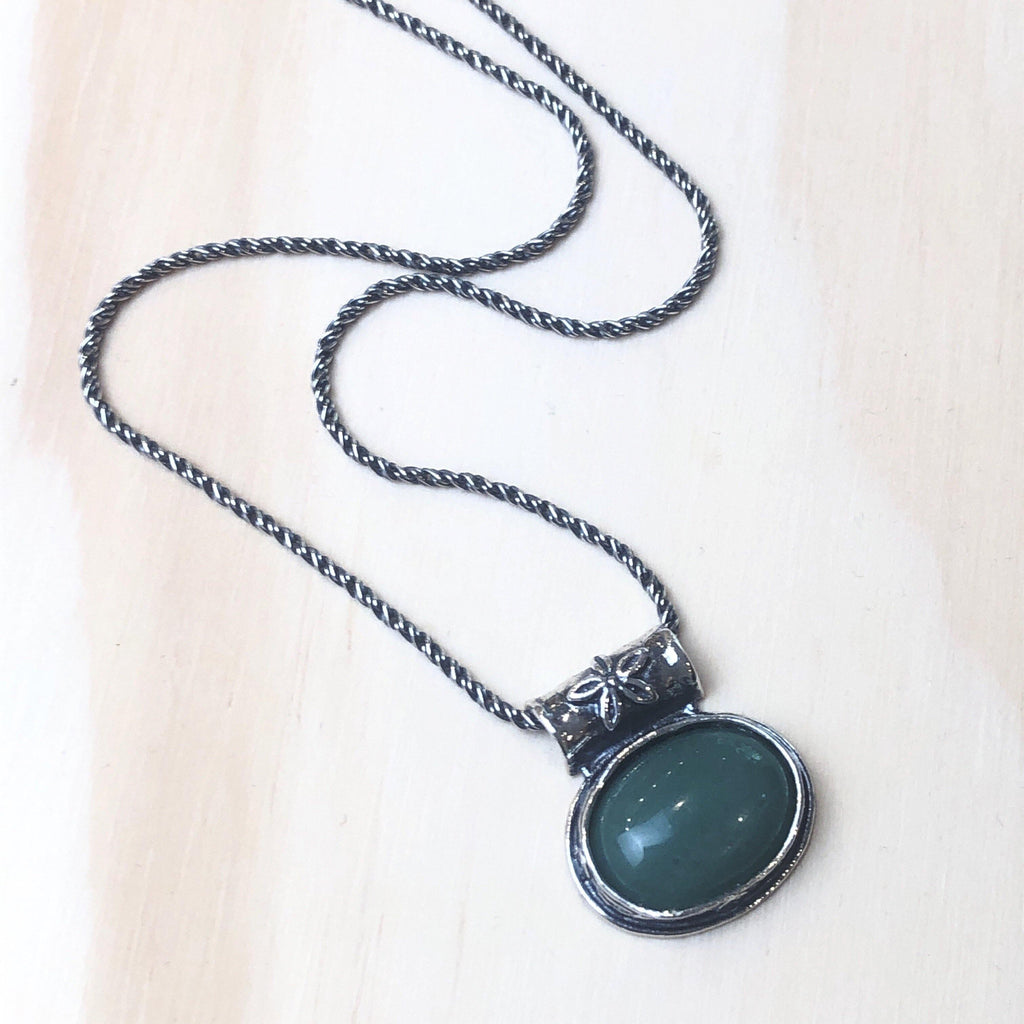 Sterling Silver Adventurine Israeli Necklace - La Trobe Jewellery