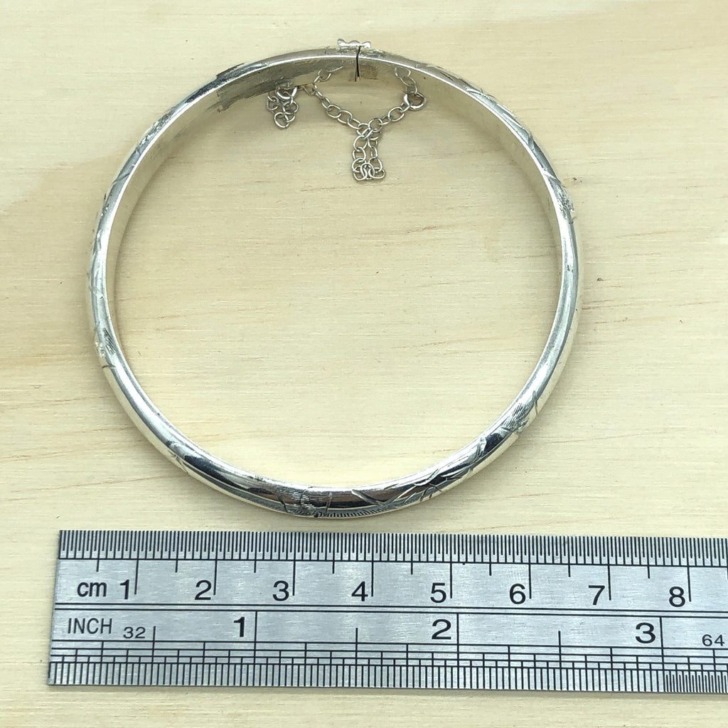 Sterling Silver Etched Bangle - La Trobe Jewellery