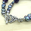 Sterling Silver Bracelet pearl black & amethyst x2 strand - La Trobe Jewellery