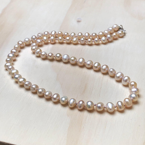 Pearl (Pink) Silk Knotted Necklace - La Trobe Jewellery
